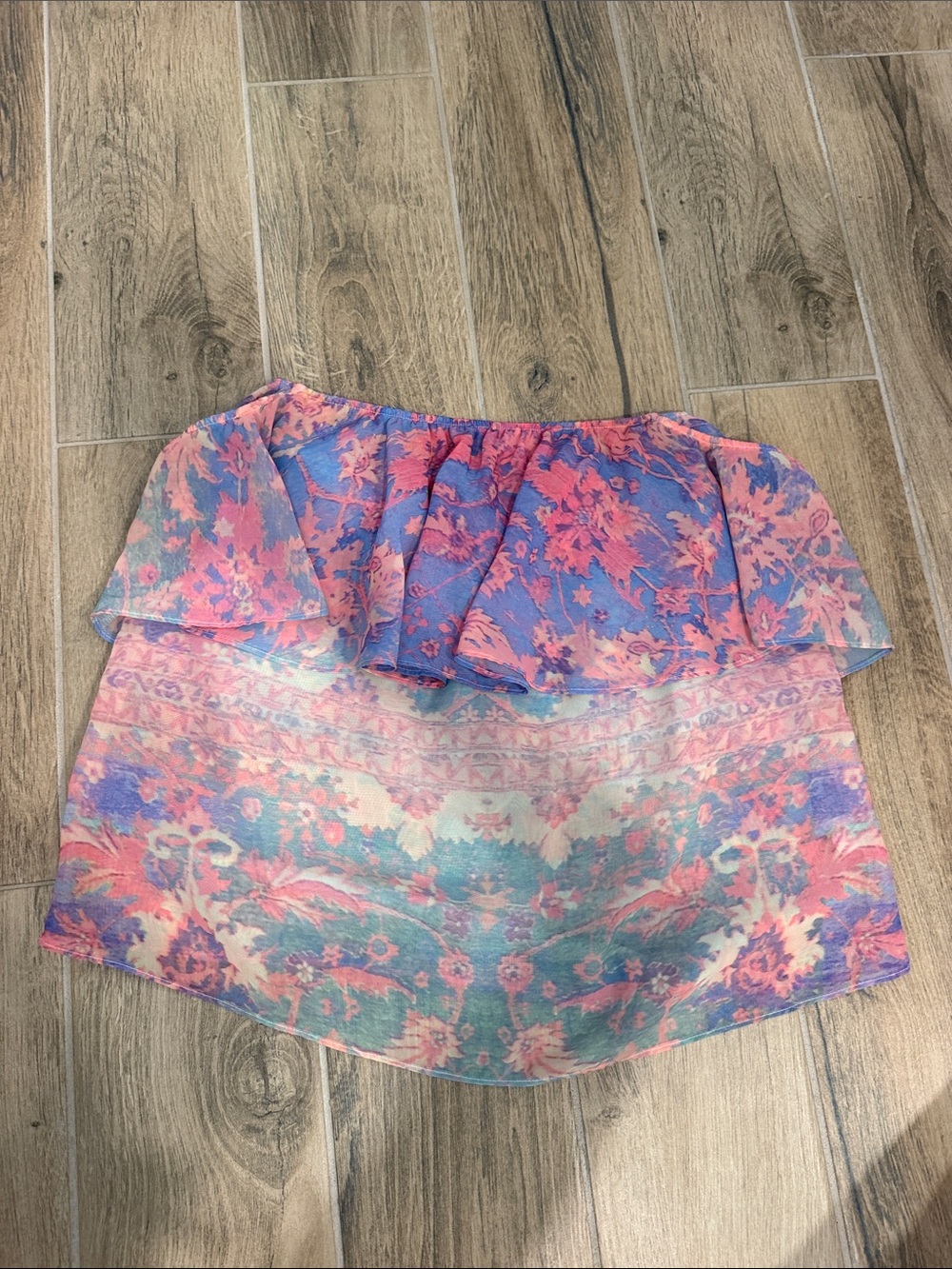 Show me your mumu Floral Off-Shoulder Ruffle Top in Pink & Purple